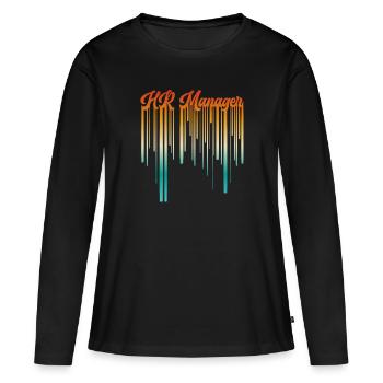 Retro HR Manager Rainbow Text - HR Management - Women's Premium Organic Long Sleeve Shirt - black - Front - Julia (174cm)