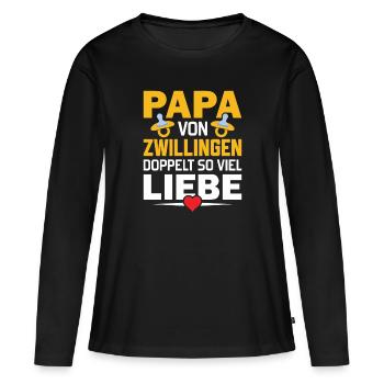 Papa von Zwillingen - Doppelt so viel Liebe - Frauen Premium Bio Langarmshirt - Schwarz - Vorne - Julia (174cm)