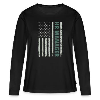 HR Manager American Flag USA - HR Management - Women's Premium Organic Long Sleeve Shirt - black - Front - Julia (174cm)