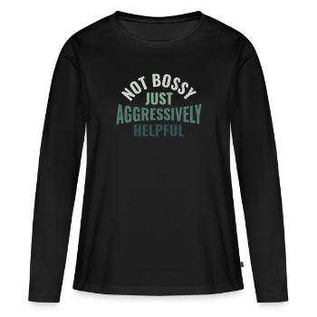Pas autoritaire juste agressivement utile - RH - T-shirt manches longues Premium bio Femme - noir - Devant - Julia (174cm)