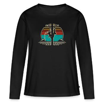 Retro Elektroinstallateur - Leitungsmonteur - Frauen Premium Bio Langarmshirt - Schwarz - Vorne - Julia (174cm)