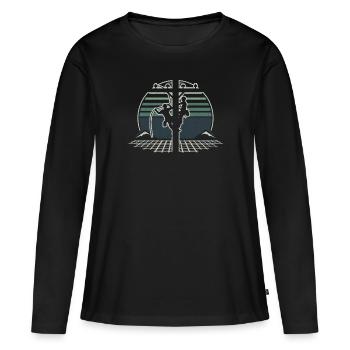 Retro Elektroinstallateur - Leitungsmonteur - Frauen Premium Bio Langarmshirt - Schwarz - Vorne - Julia (174cm)