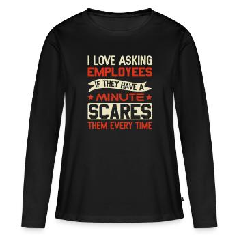 Demander aux employés s’ils ont une minute - RH - T-shirt manches longues Premium bio Femme - noir - Devant - Julia (174cm)