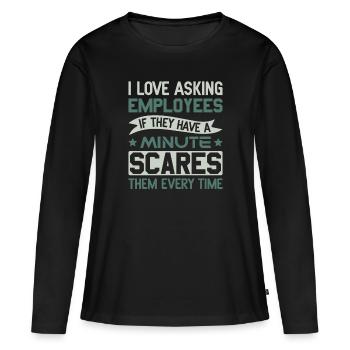Demander aux employés s’ils ont une minute - RH - T-shirt manches longues Premium bio Femme - noir - Devant - Julia (174cm)