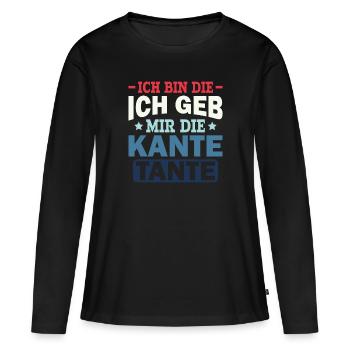 Ich Geb Mir Die Kante Tante - Alkohol Saufspruch - Frauen Premium Bio Langarmshirt - Schwarz - Vorne - Julia (174cm)