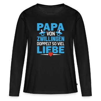 Papa von Zwillingen - Doppelt so viel Liebe - Frauen Premium Bio Langarmshirt - Schwarz - Vorne - Julia (174cm)