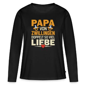 Papa von Zwillingen - Doppelt so viel Liebe - Frauen Premium Bio Langarmshirt - Schwarz - Vorne - Julia (174cm)