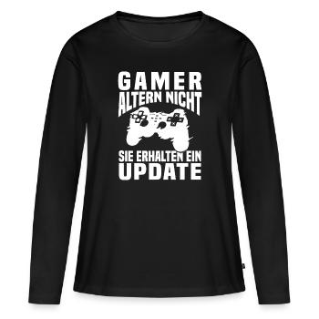 Gamer Altern Nicht Sie Erhalten Ein Update Zocker - Frauen Premium Bio Langarmshirt - Schwarz - Vorne - Julia (174cm)