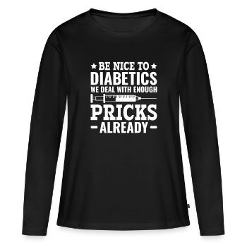 Sensibilisation au diabète - Diabète diabétique de type 1 - T-shirt manches longues Premium bio Femme - noir - Devant - Julia (174cm)