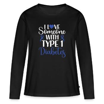 Sensibilisation au diabète - Diabète diabétique de type 1 - T-shirt manches longues Premium bio Femme - noir - Devant - Julia (174cm)