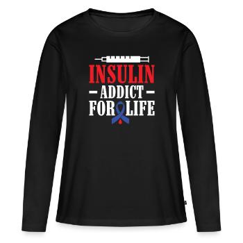 Insulin Addict for Life - Diabetic Type 1 - Women's Premium Organic Long Sleeve Shirt - black - Front - Julia (174cm)