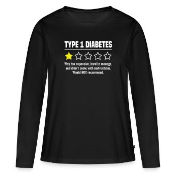 Diabète de type 1 - 1 diabétique sur 5 étoiles - T-shirt manches longues Premium bio Femme - noir - Devant - Julia (174cm)