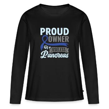 Proud Owner Of A Useless Pancreas - Diabetiker - Frauen Premium Bio Langarmshirt - Schwarz - Vorne - Julia (174cm)