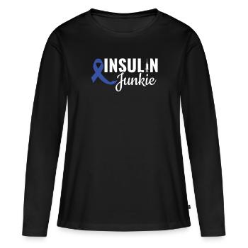 Insulin Junkie - Diabète diabétique - T-shirt manches longues Premium bio Femme - noir - Devant - Julia (174cm)