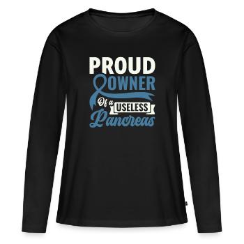Proud Owner Of A Useless Pancreas - Diabetiker - Frauen Premium Bio Langarmshirt - Schwarz - Vorne - Julia (174cm)