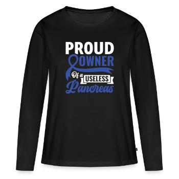 Proud Owner Of A Useless Pancreas - Diabetiker - Frauen Premium Bio Langarmshirt - Schwarz - Vorne - Julia (174cm)