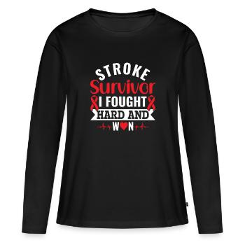 Stroke Survivor: I Fought Hard and Won - - Women's Premium Organic Long Sleeve Shirt - black - Front - Julia (174cm)