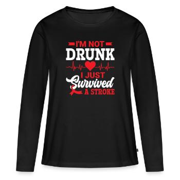 Je ne suis pas ivre, je viens de survivre à un accident vasculaire cérébral - - T-shirt manches longues Premium bio Femme - noir - Devant - Julia (174cm)