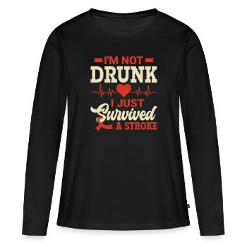 Je ne suis pas ivre, je viens de survivre à un accident vasculaire cérébral - - T-shirt manches longues Premium bio Femme - noir - Devant - Julia (174cm)
