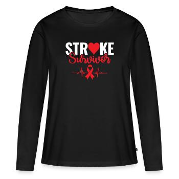 Stroke Survivor - Schlaganfall Überlebender - Women's Premium Organic Long Sleeve Shirt - black - Front - Julia (174cm)