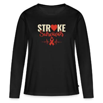 Stroke Survivor - Schlaganfall Überlebender - Women's Premium Organic Long Sleeve Shirt - black - Front - Julia (174cm)