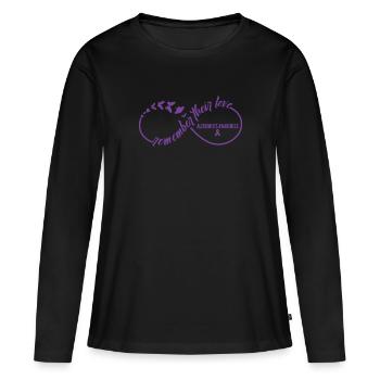 Souvenez-vous de leur amour - La démence d’Alzheimer - T-shirt manches longues Premium bio Femme - noir - Devant - Julia (174cm)
