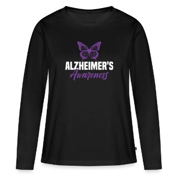 Alzheimer's Awareness Butterfly - Alzheimer's Dementia - Women's Premium Organic Long Sleeve Shirt - black - Front - Julia (174cm)