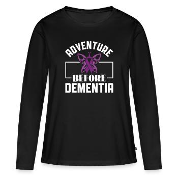 L’aventure avant la démence - Sensibilisation à la maladie d’Alzheimer - T-shirt manches longues Premium bio Femme - noir - Devant - Julia (174cm)