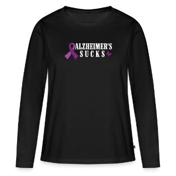 Alzheimer’s Sucks - Alzheimer’s Awareness Dementia - T-shirt manches longues Premium bio Femme - noir - Devant - Julia (174cm)