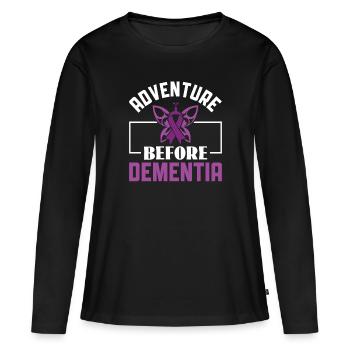 L’aventure avant la démence - Sensibilisation à la maladie d’Alzheimer - T-shirt manches longues Premium bio Femme - noir - Devant - Julia (174cm)