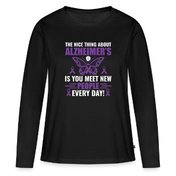 Alzheimer's Meeting New People Everyday - - Women's Premium Organic Long Sleeve Shirt - black - Front - Julia (174cm)