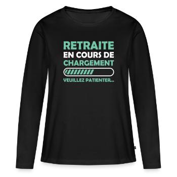 Retraite en cours de chargement - T-shirt manches longues Premium bio Femme - noir - Devant - Julia (174cm)