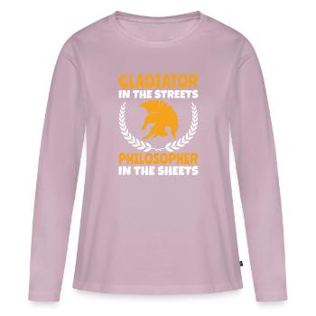 Gladiateur dans les rues - Empire romain - T-shirt manches longues Premium bio Femme - rose poudré - Devant - Julia (174cm)