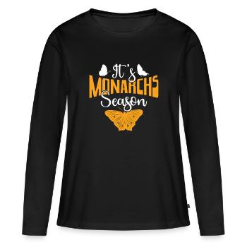 C’est la saison des monarques - Papillon monarque - T-shirt manches longues Premium bio Femme - noir - Devant - Julia (174cm)