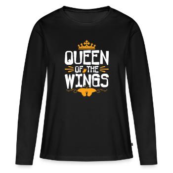Reine des ailes - Papillon monarque - T-shirt manches longues Premium bio Femme - noir - Devant - Julia (174cm)