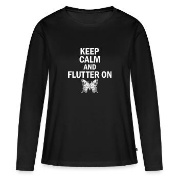 Keep Calm and Flutter On - Monarch Butterfly - Women's Premium Organic Long Sleeve Shirt - black - Front - Julia (174cm)