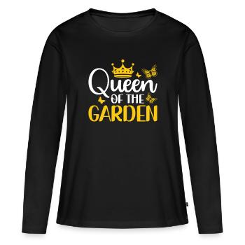 Reine du jardin - Papillon monarque - T-shirt manches longues Premium bio Femme - noir - Devant - Julia (174cm)