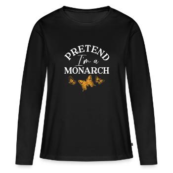 Faire semblant d’être un monarque - Papillon monarque - T-shirt manches longues Premium bio Femme - noir - Devant - Julia (174cm)