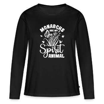 Les monarques sont mon animal spirituel - Papillon monarque - T-shirt manches longues Premium bio Femme - noir - Devant - Julia (174cm)