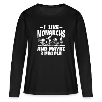 J’aime Monarchs & 3 People - Papillon monarque - T-shirt manches longues Premium bio Femme - noir - Devant - Julia (174cm)