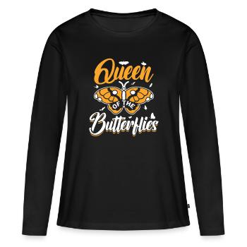 Reine des papillons - Papillon monarque - T-shirt manches longues Premium bio Femme - noir - Devant - Julia (174cm)