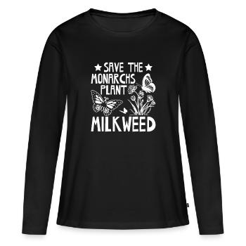 Sauvons l’asclépiade des monarques - Monarchfalter - T-shirt manches longues Premium bio Femme - noir - Devant - Julia (174cm)