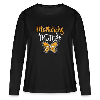 Le monarque me rend heureux - Papillon monarque - T-shirt manches longues Premium bio Femme - noir - Devant - Julia (174cm)