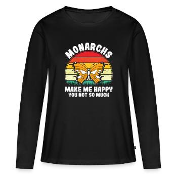 Le monarque me rend heureux - Papillon monarque - T-shirt manches longues Premium bio Femme - noir - Devant - Julia (174cm)