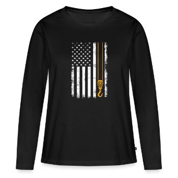 USA Flag Crane Operating - Funny Crane Driver - Women's Premium Organic Long Sleeve Shirt - black - Front - Julia (174cm)