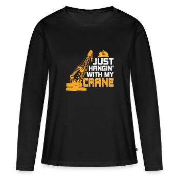 Just Hangin' With My Crane - Lustiges Kranfahrer - Women's Premium Organic Long Sleeve Shirt - black - Front - Julia (174cm)