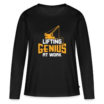 Génie du levage au travail - Drôle de conducteur de grue - T-shirt manches longues Premium bio Femme - noir - Devant - Julia (174cm)