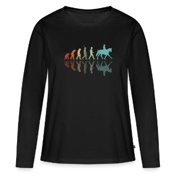 Evolution Équitation - T-shirt manches longues Premium bio Femme - noir - Devant - Julia (174cm)