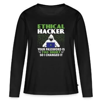 Votre mot de passe est trop court - Ethical Hacker - T-shirt manches longues Premium bio Femme - noir - Devant - Julia (174cm)