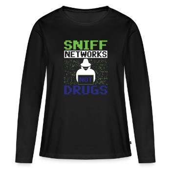 Sniff Networks Not Drugs - Ethical Hacker - T-shirt manches longues Premium bio Femme - noir - Devant - Julia (174cm)